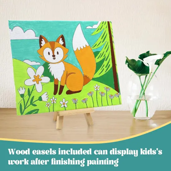 8 Packs Predrawn Canvas for Painting Kids Paint Canvas for Kids, 48 Paints, 8 Brushes 2 Easels, 8 6x8 Printed Canvas {5}