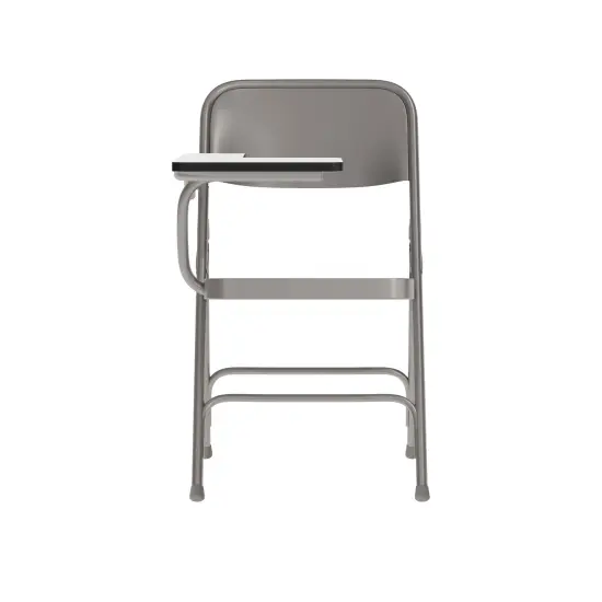 Emma and Oliver 2 Pack Premium Steel Folding Chair with Right Handed Tablet Arm Beige {5}