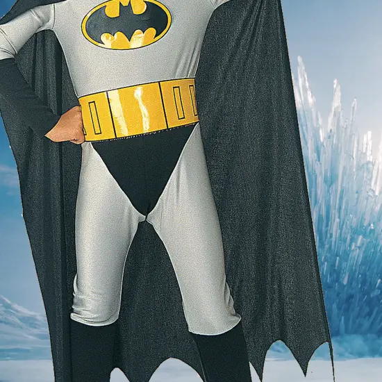 Boys Batman Costume Jumpsuit Cape and Headpiece {3}
