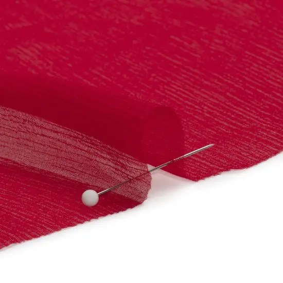 1 Yard Red Sheer Crinkled Silk Chiffon Fabric for Flowing Dresses Scarves 43 inch Width {2}