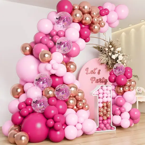 131PCS Pink Balloons Arch Kit ( Hot Pink) {2}