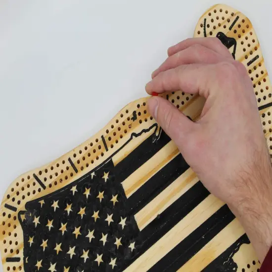 Albertville Design United States Cribbage Board - Handmade and Carved - USA Traditional Board, Makes a Great Gift {7}