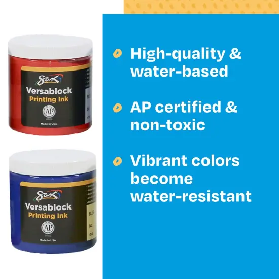 Sax Versablock Waterbased Block Printing Ink, 8 Ounces, Assorted Colors, Set of 8 {6}