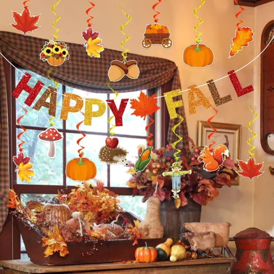Happy Fall Glitter Banner (Multi Color) {4}