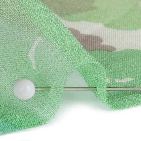 1 Yard Green Taupe Cream Forest Silhouettes Silk Chiffon 45 inch Width {2}