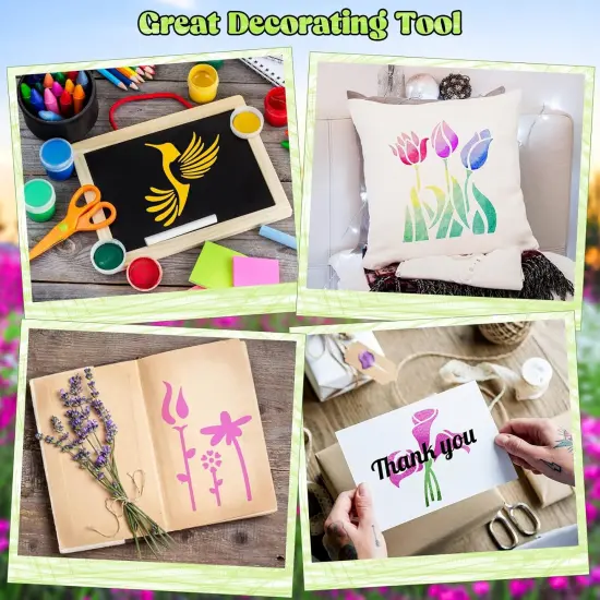 66 Pcs Small Stencils for Crafts Reusable 3 Inch Stencils (Flowering Plants) {2}