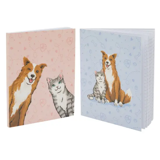 4 Pack Cat and Dog Veterinarian Journal with Paw Prints, Lined Pink/Blue Notebooks for Veterinary Gifts (6.75 x 8.25 In) Multicolor {7}