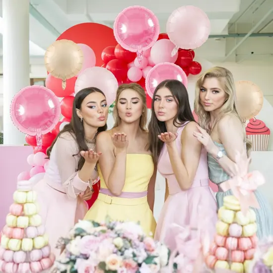 20PCS 18 Inch Round Foil Balloon(Pink Cream White) {6}