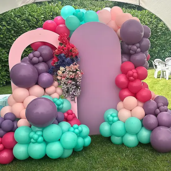 Pink Purple Blue Balloons 60 Pcs Hot Pink(Hot Pink Teal Purple) {2}