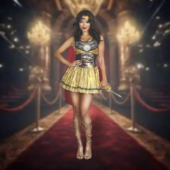 Women&rsquo;s Roman Battle Costume Golden Gladiator Style for Halloween or Cosplay {1}