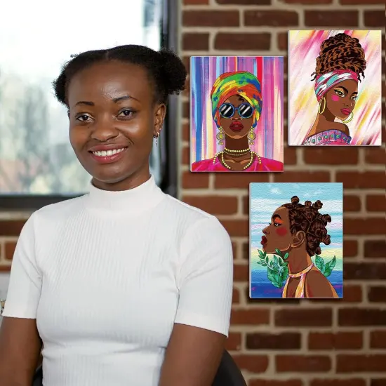 10 Pcs Afro Queen Pre Drawn Canvas - 8 x 10 Inch {4}