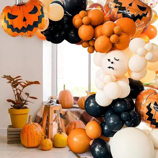 Pumpkin Balloons Orange Sand White Black Balloon(Orange Black Sand White) {3}