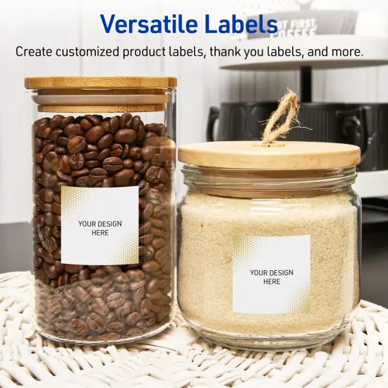 Avery Printable Square Labels with Sure Feed Technology, Pre-Printed Gold Blush Pattern, Glossy White, 3" x 3", Laser & Inkjet Compatible, 60 Total, Great for Branding, Marketing, and Events {6}