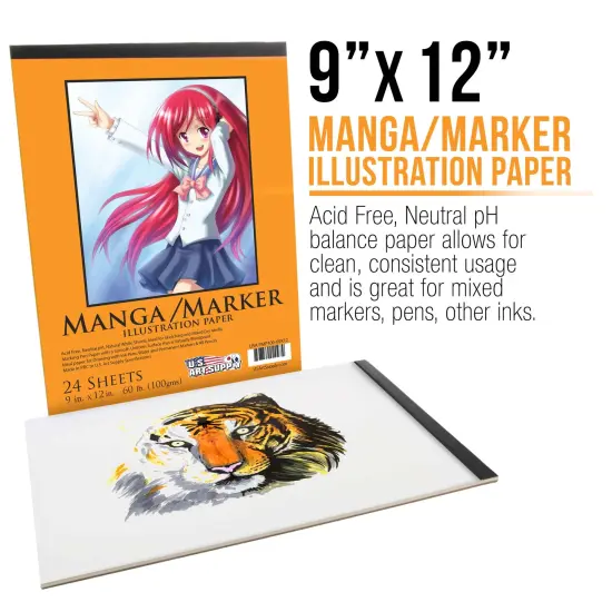 9&rsquo; x 12" Premium Manga Marker Paper Pad (2 Pack, 48 Sheets Total) - 60lb (100gsm) Drawing Sketchbook for Alcohol & Acrylic Paint Markers {2}