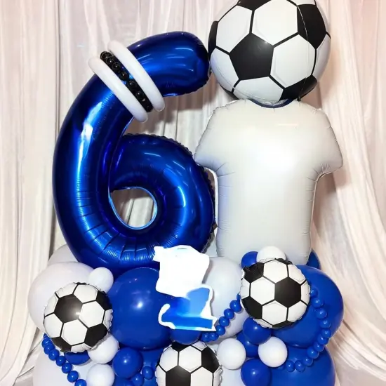 18 Inch Soccer Ball Foil Print Balloon(Blue Silver) {5}