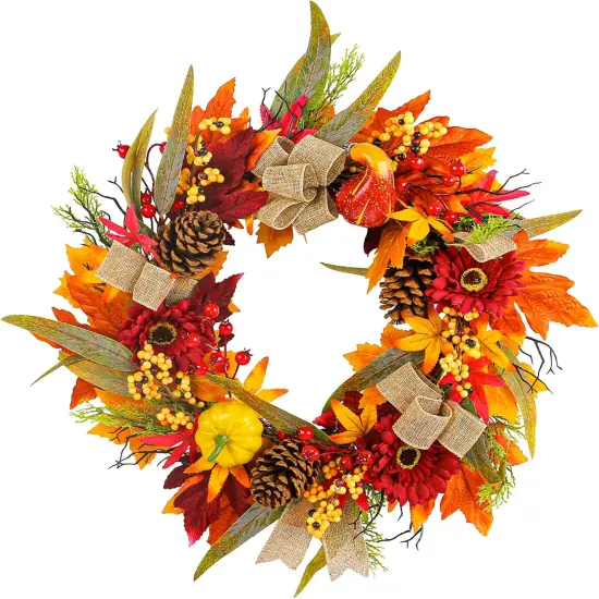 24" Large Artificial Autumn Fall Wreath {1}
