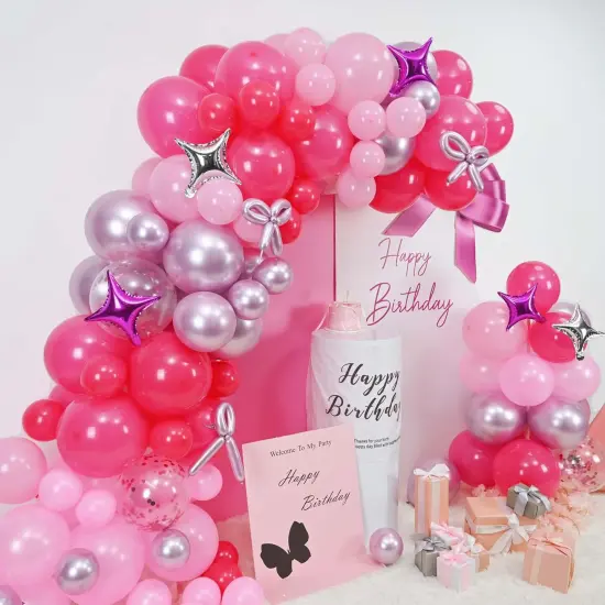 Hot Pink Balloons Garland Arch Kit (Hot Pink - Star) {2}