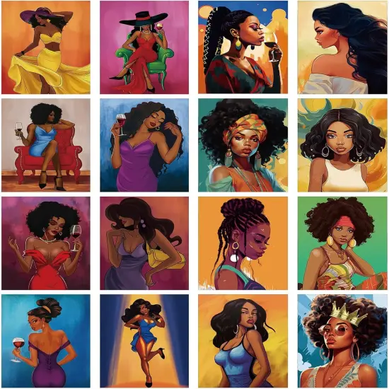 16 Pcs Pre Drawn Canvas - 8" x 10" (Black Girl) {1}