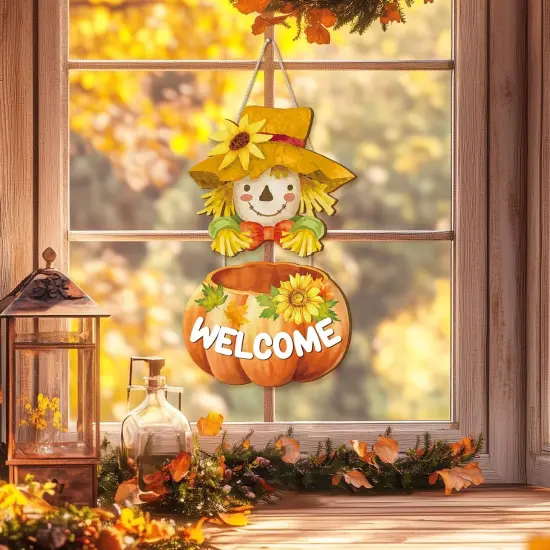 Welcome Fall Wood Door Sign (Fall Welcome) {2}