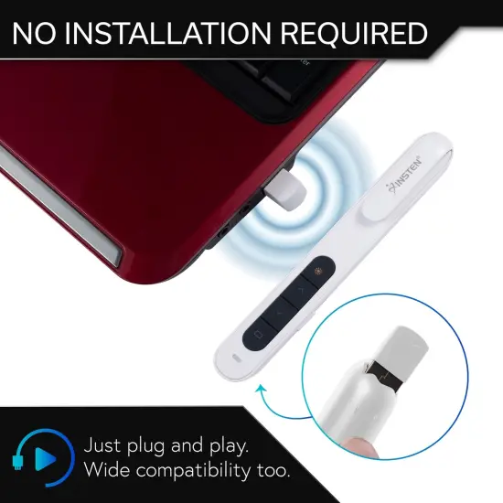 Wireless Presenter Remote Clicker, Laser Light Pointer for PowerPoint Presentation, White {4}