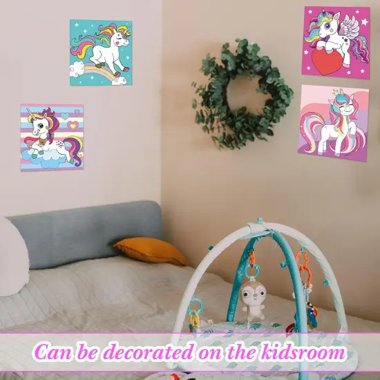 12 Pcs Pre Drawn Canvas to Paint - 8 x 8 Inch (Unicorn) {5}