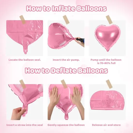 Hot Pink Black Heart Balloons (Hot Pink Black) {6}