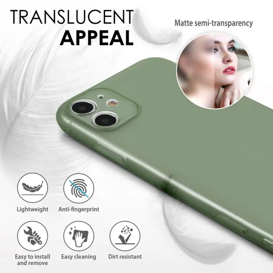 Translucent Matte Case For iPhone 11 (6.1 in), Semi-Transparent Smooth Touch Soft TPU Thin Cover Green, by Insten {3}