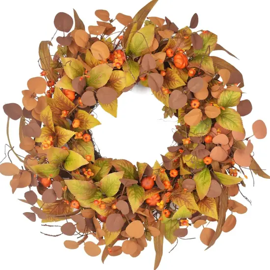 24 Inch Artificial Fall Wreath {5}
