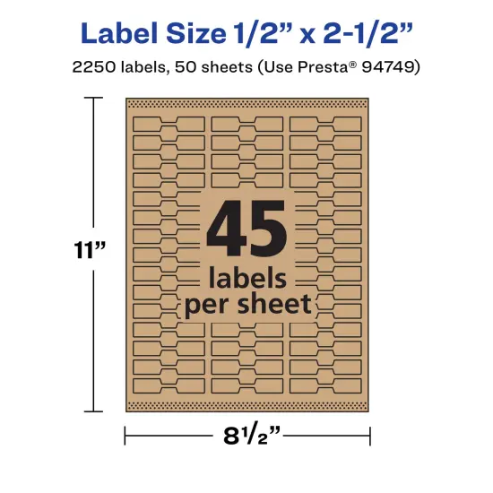 Avery Kraft Brown Barbell Labels with Sure Feed, .5" x 2.5" {5}