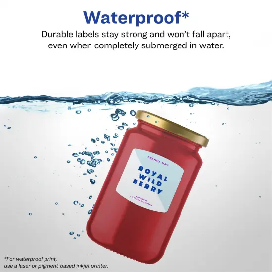 Avery Durable Waterproof Arched Square Labels with Sure Feed, 2" x 2-3/16" {2}