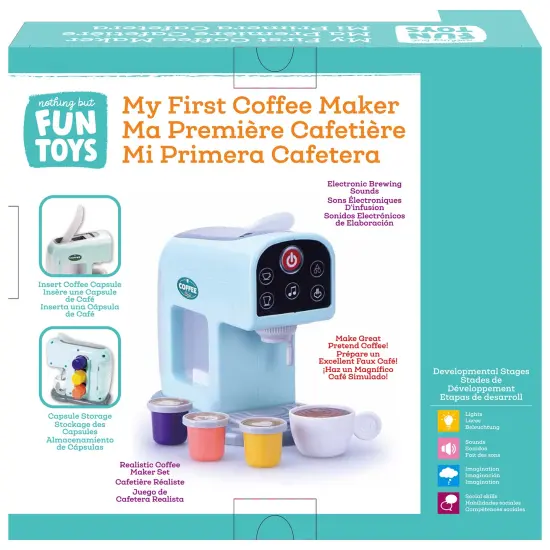 Nothing But Fun Toys: My First Coffee Maker - Teal - Light & Sound Kitchen Appliance Toy, Mug & Drink Capsule Accessories, Pretend Play Set, Kids 3+ {4}