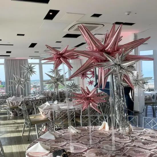 8 Pcs Pink Foil Balloons One-Piece 14-pointed Spiky Starburst Balloon(pink) {2}