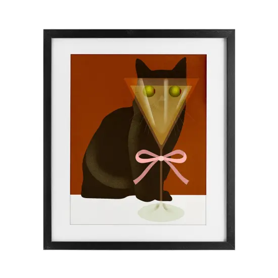 Stupell Industries Funny Cat with Olive Eyes Framed Print Under Glass, design by Lil' Rue {1}