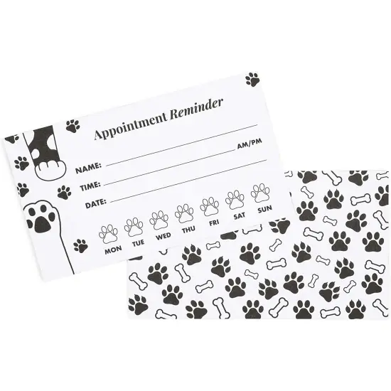 Paw Print Appointment Reminder Cards, Vet Office Supplies (3.5 x 2 In, 200 Pack) Pink {7}