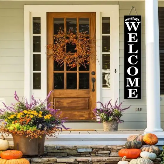 Welcome Sign for Front Porch (Black Welcome) {3}