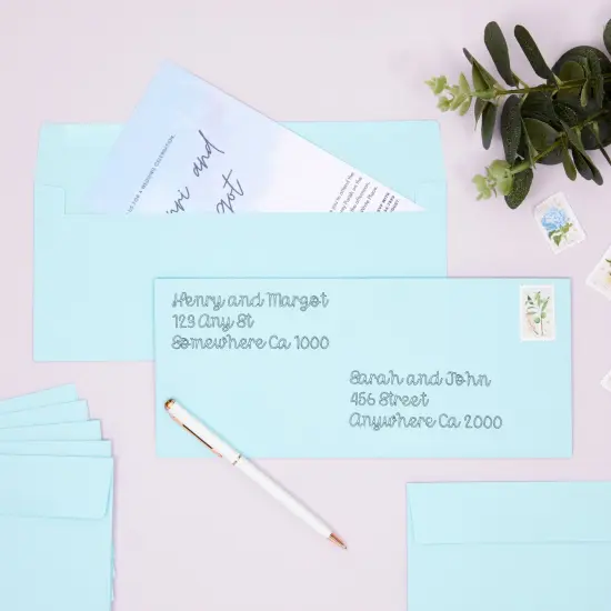 100 Pack #10 Light Blue Envelopes with Square Flap for Mailing Letters, Invitations (4 1/8 x 9 1/2 In) {6}