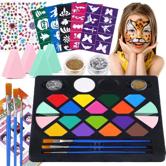 Face Painting Kit(white, black, red, blue, green, pink, brown, yellow, gray, silver, purple) {1}