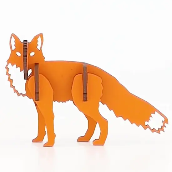 Little & Wood: Woodlet: Small - Curious Fox - Orange 3D Wooden Kit-Set, Animal Puzzle, Easy Assembly, Pop Build Fun, Sustainably Sourced, Ages 6+ {3}