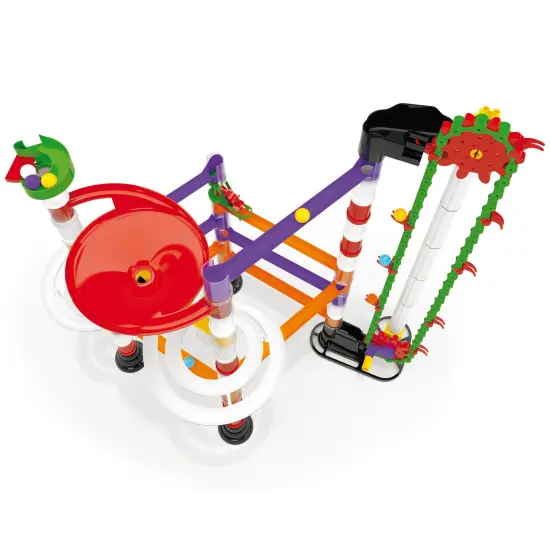 Quercetti: Migoga Run - Elevator - 150pc Marble Ball Run, Track Building Toy, Hand Crank-Funnels-Spirals, Colorful STEM Construction Playset, Kids 5+ {3}