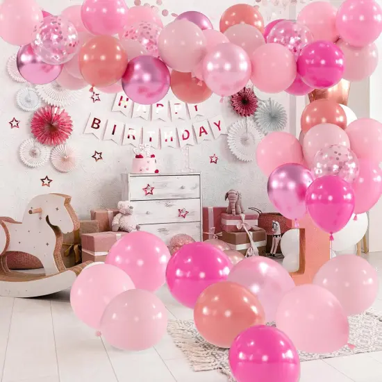 12inch Metallic Dusty Pearl Pastel Baby Hot Pink Balloons (Pink) {4}