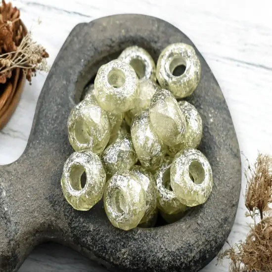 *25* 5x8mm Smoky Gray Mercury Faceted Large Hole Rondelle Roller Beads {2}