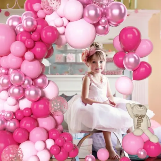 153pcs Pink Balloon Garland (Pink) {4}