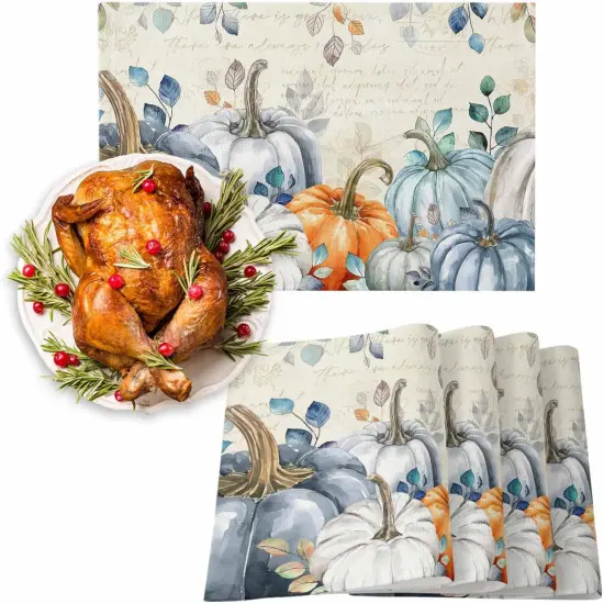 Blue Pumpkin Placemat for Dining Table Decorations(Blue Pumpkin) {1}