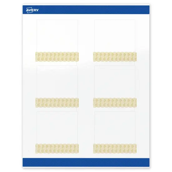 Avery Printable Square Labels with Sure Feed Technology, Pre-Printed Gold Lace Trim Pattern, Glossy White, 3" x 3", Laser & Inkjet Compatible, 60 Total, Great for Branding, Marketing, and Events {1}