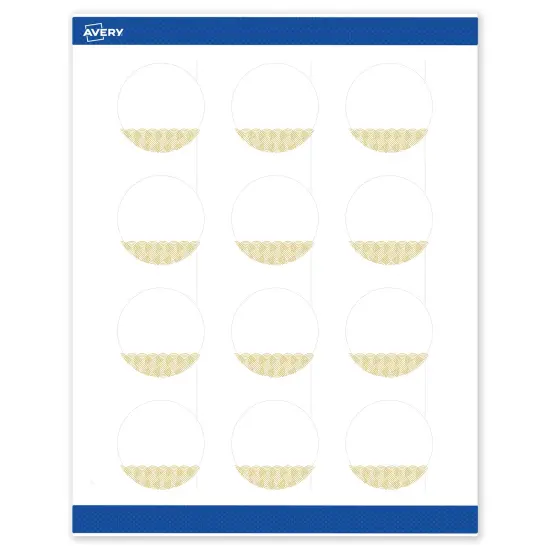 Avery Printable Round Labels with Sure Feed Technology, Pre-Printed Gold Lace Trim Pattern, Matte White, 2" Diameter, Laser & Inkjet Compatible, 120 Total, Great for Branding, Marketing, and Events {1}