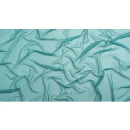 1 Yard Colonial Blue Crinkled Silk Chiffon 43" Wide Colonial Blue Sheer Fabric for Fashion {3}