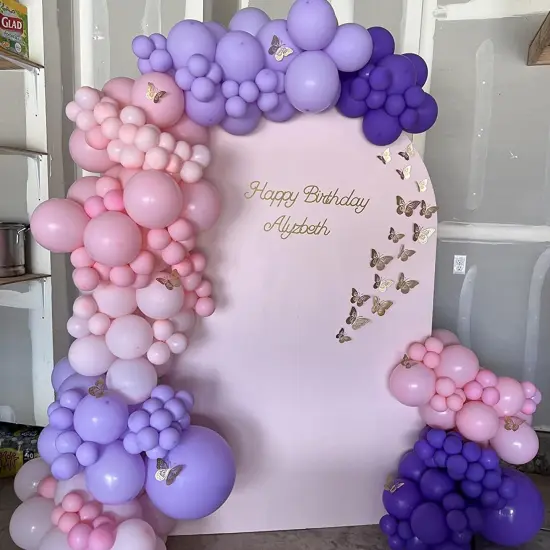 60 Packs 12 Inch Metallic Purple Pink Confetti Balloons (Pink Purple) {5}