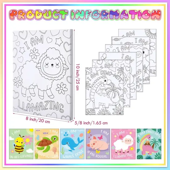 6 Pieces Pre Drawn Painting Canvas - 8 x 10 Inch (Animal) {3}