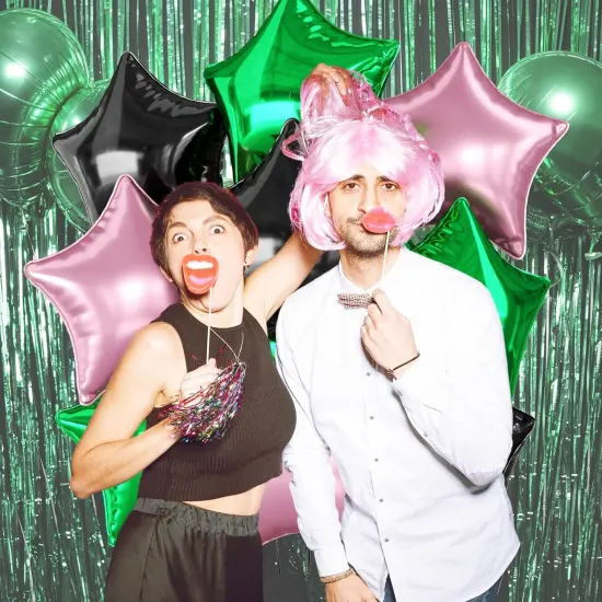 Pink Green Black Star Foil Balloon(Pink Green Black) {4}