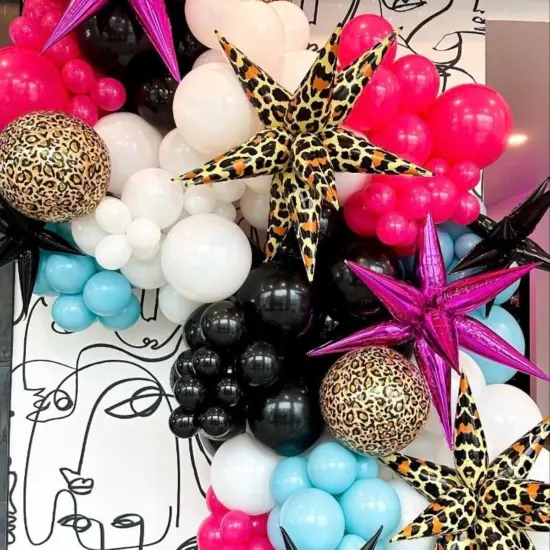 One-Piece, 27/22 Inch Foil Star Explosion Balloons(Hot Pink) {3}